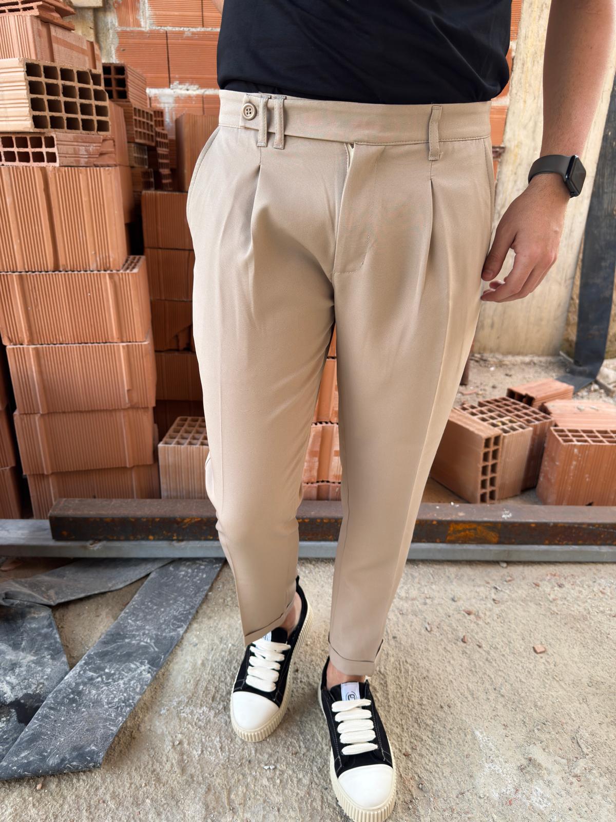 pantalone capri beige