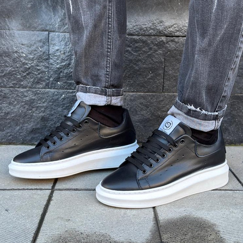 Sneakers -Q9- brend in pelle vitello nero