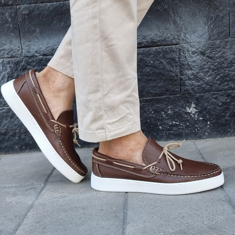 Mocassini capri pelle marro'