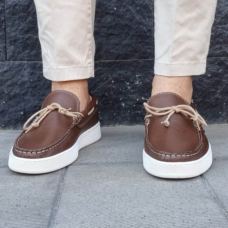 Mocassini capri pelle marro'
