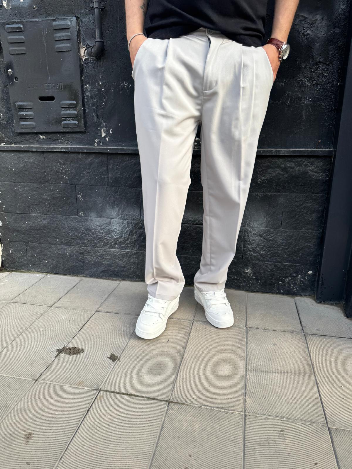 Pantalone casual fondo ambio grigio