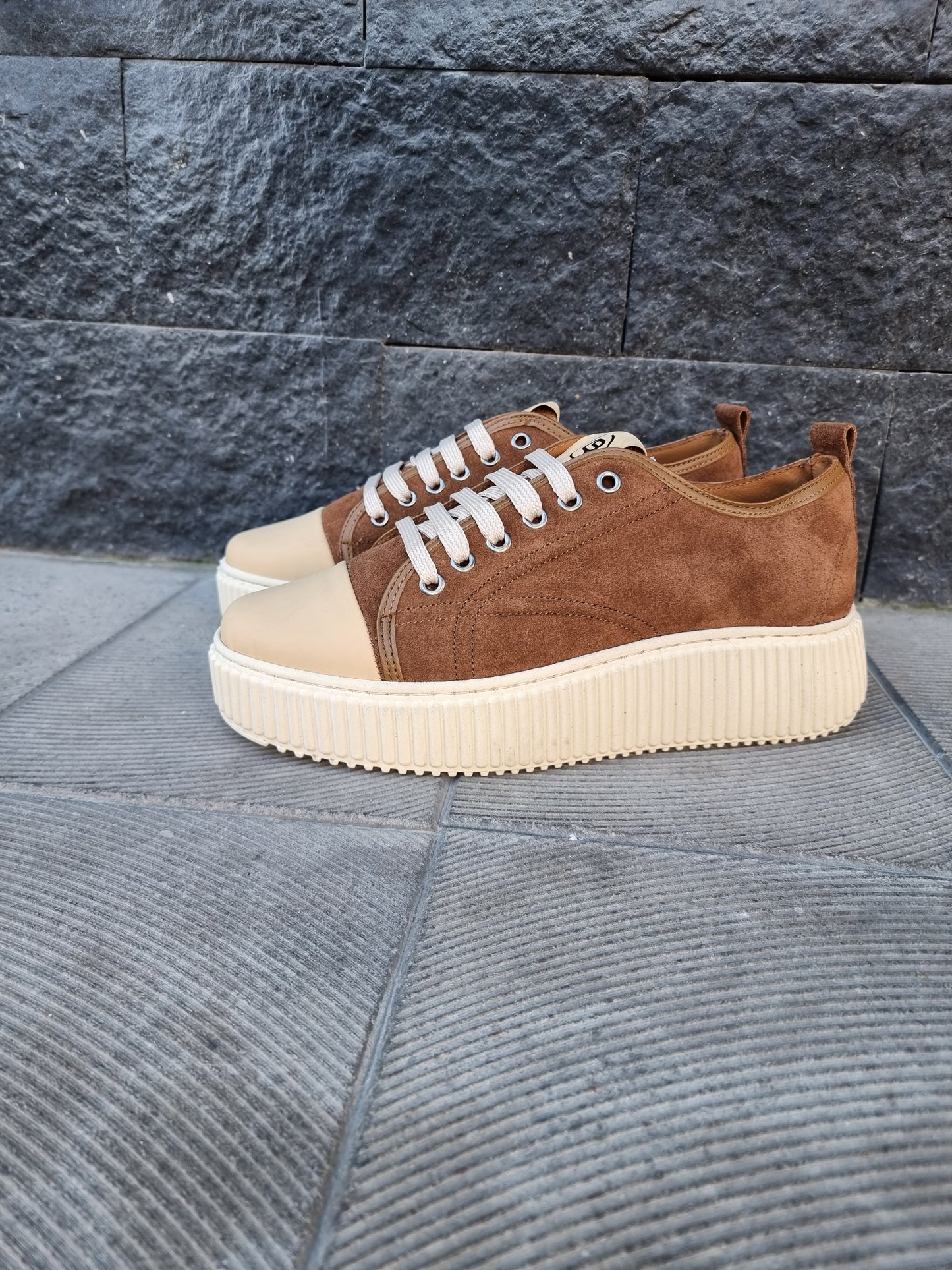 sneakers mega in camoscio bruciato+beige