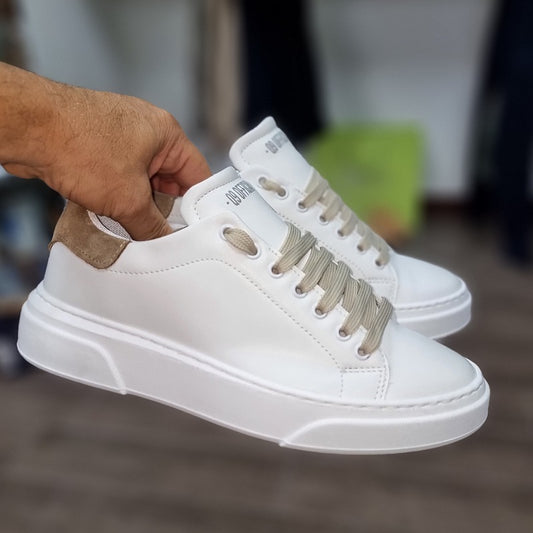 SNEAKERS GALAXY BIANCO RETRO TAUPE