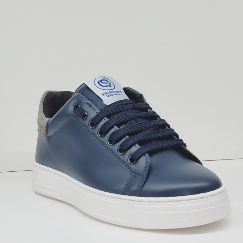 SIERRA-SNEAKERS PELLE VITELLO BLU RIPORTO CAM.GRIGIO