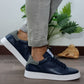 SIERRA-SNEAKERS PELLE VITELLO BLU RIPORTO CAM.GRIGIO