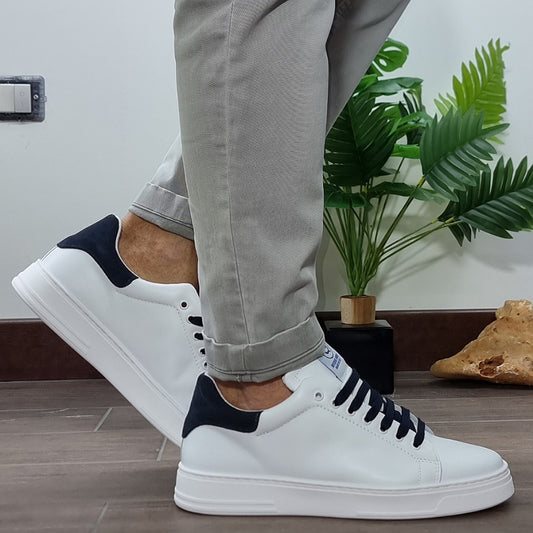 SIERRA SNEAKERS PELLE VIT.BIANCO RIPORTO CAM-BLU