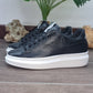 SCARPA SNEAKER KEVIN IN PELLE VITELLO NERO SUOLA OVERSIZE