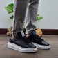 SCARPA SNEAKER KEVIN IN PELLE VITELLO NERO SUOLA OVERSIZE