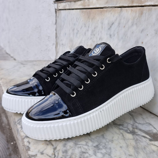 sneakers megan cam.nero + punta ver.nero