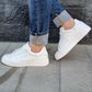 sneakers in pelle bottolato bianco