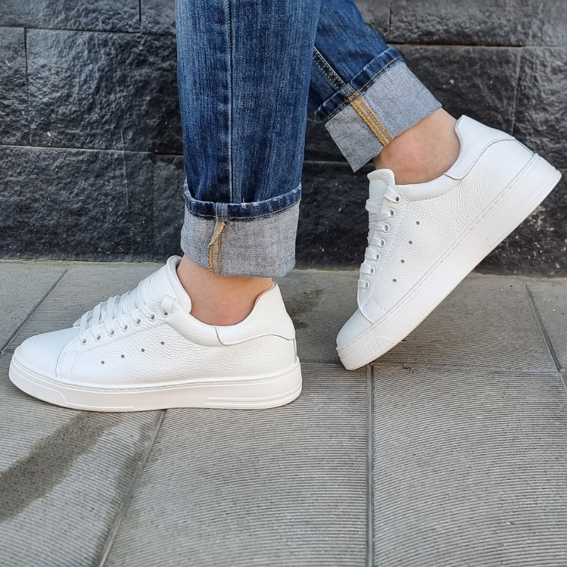 sneakers in pelle bottolato bianco