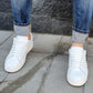 sneakers in pelle bottolato bianco