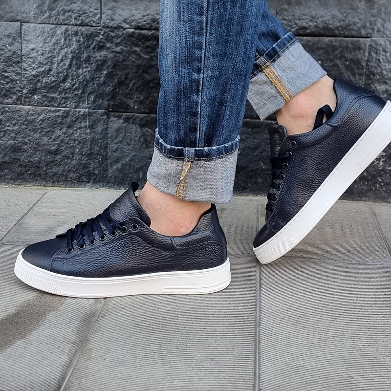 sneakers in pelle bottolato blu