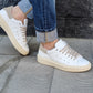 sneakers -q9-brend in pelle bianco fortino color taupe