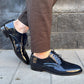 derby in pelle abrasivato blu scuro