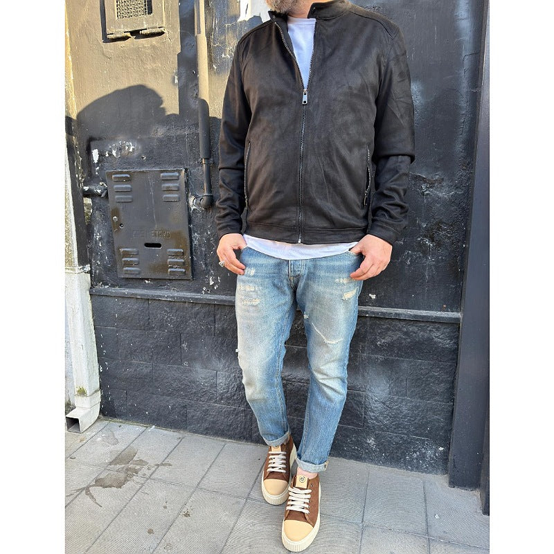 giacca in camoscio nero