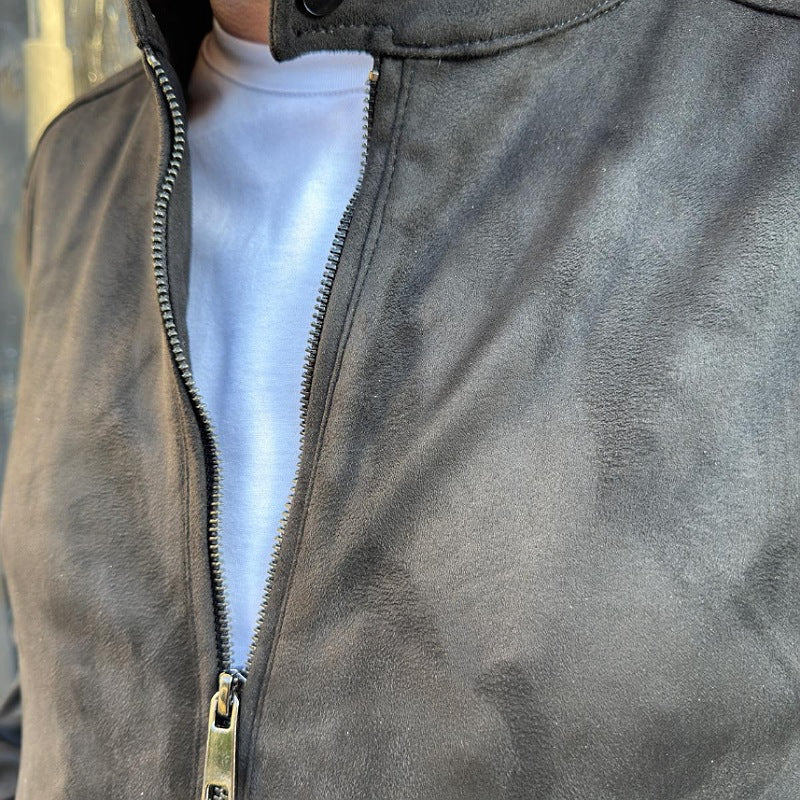 giacca in camoscio nero