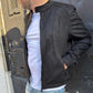 giacca in camoscio nero