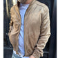 giacca in camoscio beige
