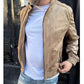 giacca in camoscio beige