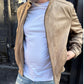 giacca in camoscio beige