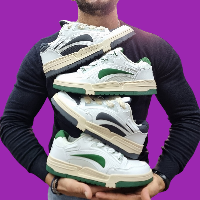 lanvvinn  sneakers bianco+verde