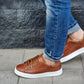 Sneakers in pelle crust cuoio