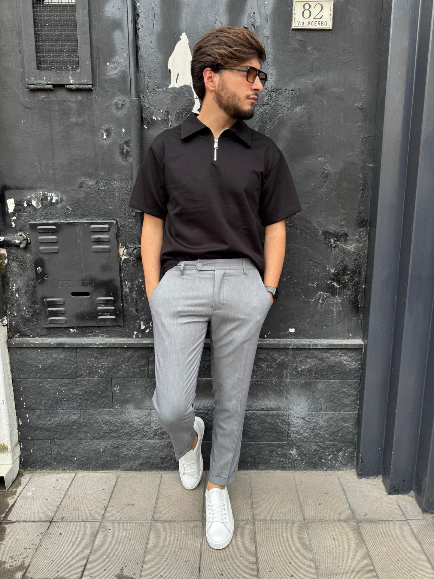 Polo con zip nero