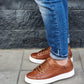 Sneakers in pelle crust cuoio